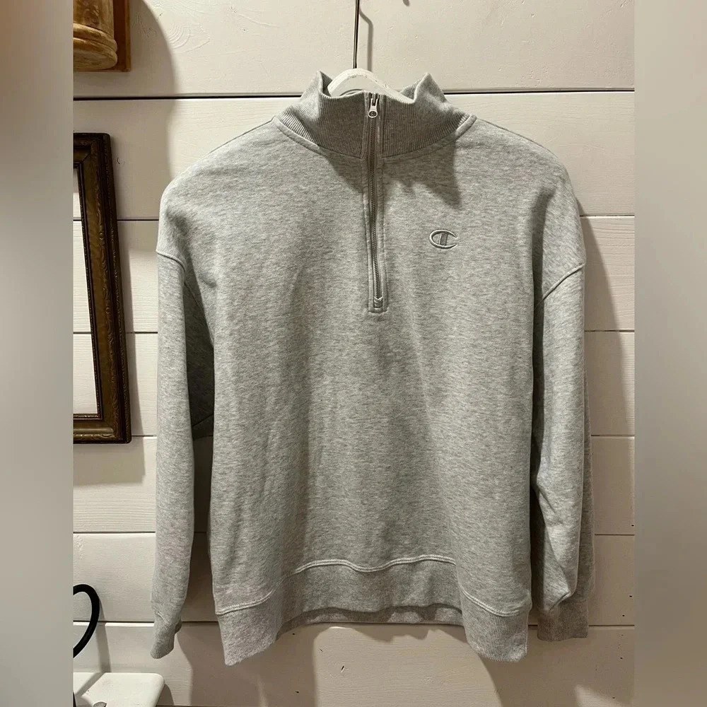 CHAMPION Gray 1/4 zip sweater size S - Picture 3 of 13